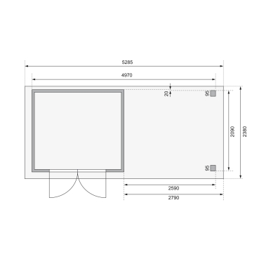 Gartenhaus Askola 3 mit 280 cm Anbaudach + Lamellenwände