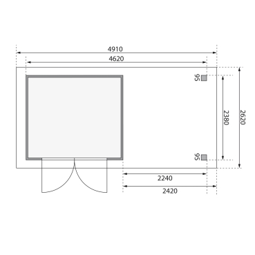 Gartenhaus Askola 3,5 mit 240 Anbaudach + Lamellenwände