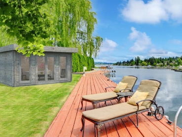 Preview: Palmako Blockbohlenhaus Bret 14,8 m² 44 mm naturbelassen