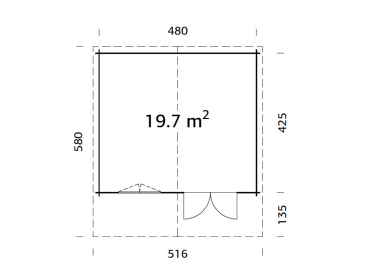 Preview: Palmako Blockbohlenhaus Britta 19,7 m² 40 mm naturbelassen
