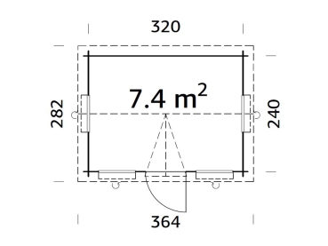 Preview: Palmako Blockbohlenhaus Claudia 7,4 m² 28 mm naturbelassen