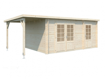 Palmako Blockbohlenhaus Ella 13,1+3,9 m² 28 mm naturbelassen