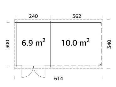Palmako Blockbohlenhaus Ella 6,9+10,0 m² 28 mm naturbelassen
