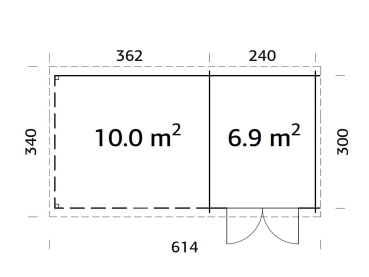 Palmako Blockbohlenhaus Ella 6,9+10,0 m² 28 mm naturbelassen