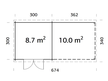 Palmako Blockbohlenhaus Ella 8,7+10,0 m² 28 mm naturbelassen