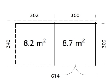 Palmako Blockbohlenhaus Ella 8,7+8,2 m² 28 mm naturbelassen