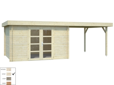 Preview: Palmako Blockbohlenhaus Elsa 9,6+8,1 m² 28 mm naturbelassen
