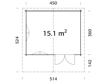 Preview: Palmako Blockbohlenhaus Helena 15,1 m² 70 mm naturbelassen