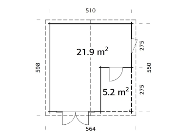 Preview: Palmako Blockbohlenhaus Irene 21,9+5,2 m² 44 mm naturbelassen