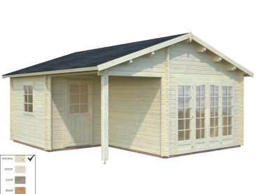 Preview: Palmako Blockbohlenhaus Irene 21,9+5,2 m² 44 mm naturbelassen