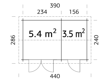 Preview: Palmako Gerätehaus BBH Jari 8,9 m² 28 mm naturbelassen