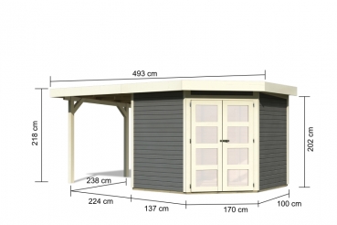 Karibu Gartenhaus Gerätehaus Goldendorf 5 mit 240 cm Schleppdach - 19 mm in Terrabraun