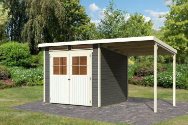 Karibu Gartenhaus Glücksburg 4 mit Anbaudach 1,90 Meter