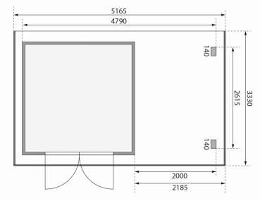Gartenhaus Torgau 3 mit Anbaudach 230cm -40mm