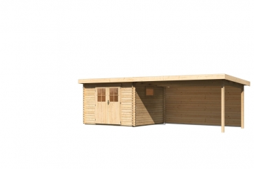 Preview: Gartenhaus Torgau 3 mit 440cm Anbaudach+Rückwand in 40mm