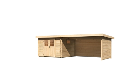 Gartenhaus Torgau 3 mit 440cm Anbaudach+Rückwand+Seitenwand