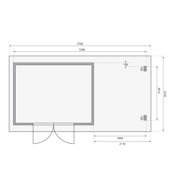 Preview: Gartenhaus Torgau 4 mit Anbauwand 230cm + Rückwand in 40mm