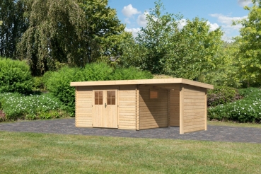 Gartenhaus Torgau 4 mit Anbauwand 230cm+Rückwand+Seitenwand in 40mm