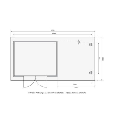 Preview: Gartenhaus Torgau 4 mit Anbaudach 330cm + Rückwand in 40mm