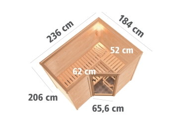 KARIBU SAHIB 2 Massivholzsauna Eckeinstieg40mm