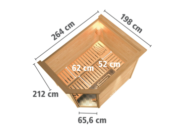 Preview: KARIBU TANAMI Massivholzsauna 40mm