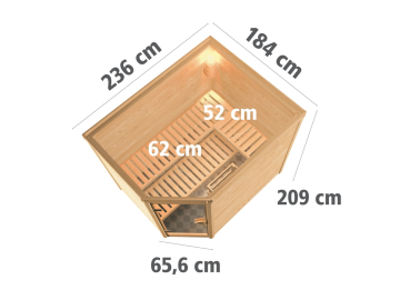 Preview: KARIBU TANAMI Massivholzsauna 40mm