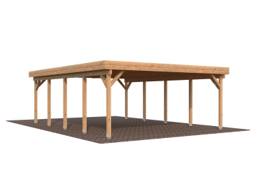Preview: Palmako Doppel-Carport Karl 40,6 m² naturbelassen ,ohne Anbau