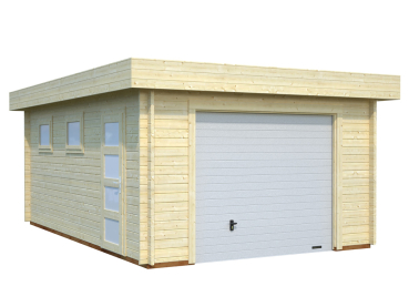 Preview: Palmako Garage Rasmus 19,0 m² mit Sektionaltor 44 mm naturbelassen