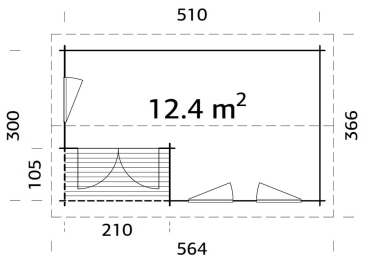 Preview: Palmako Blockbohlenhaus Susanna 12,4 m² 44 mm naturbelassen