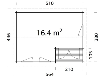 Preview: Palmako Blockbohlenhaus Susanna 16,4 m² 44 mm naturbelassen