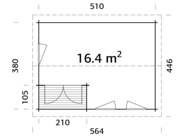 Preview: Palmako Blockbohlenhaus Susanna 16,4 m² 44 mm naturbelassen