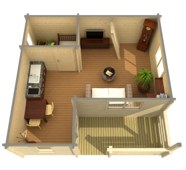 Preview: Weka Weekendhaus 702 mit Schlafboden - 70 mm