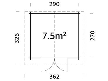 Palmako Blockbohlenhaus Tina 7,5 m² 34 mm mit Metalldach