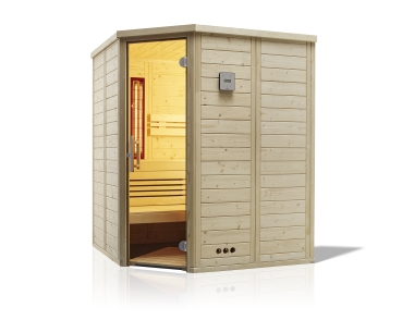 Sauna Urban Complete 164x164x200cm mit Eckeinstieg und Fensterelement