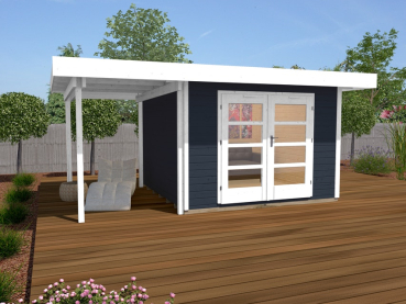 Preview: Weka Designhaus 126 A+ inkl. 150 cm Anbau und extra hoher Tür - 28 mm Grösse 2