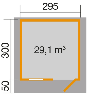 Preview: Weka 28 mm Gartenhaus 170 mit Vordach (50 cm) Grösse 3