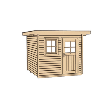 Preview: Weka 28 mm Gartenhaus 170 mit Vordach (50 cm) Grösse 3