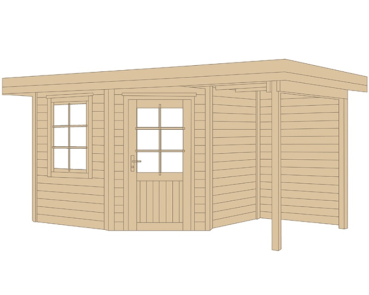 Weka Designhaus 213 A+ inkl. 150 cm Anbau und extra hoher Tür - 28 mm Grösse 2