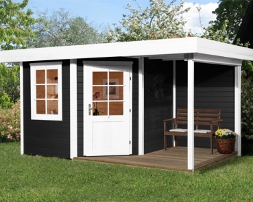 Weka Designhaus 213 A+ inkl. 150 cm Anbau und extra hoher Tür - 28 mm Grösse 1