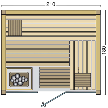 Infraworld Sauna Panorama 180 Elementsauna 210 x 180 cm in nord. Fichte
