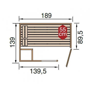Preview: Weka Sauna Valida Eck 1 mit Glastür- Massivholzsauna 38 mm