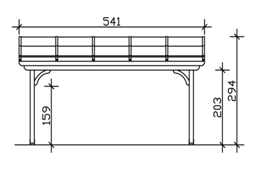 Terrassenüberdachung Verona 541 x 239 cm, Leimholz, natur + 4 Lasuren nach Wahl