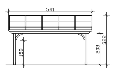 Terrassenüberdachung Verona 541 x 389 cm, Leimholz, natur + 4 Lasuren nach Wahl