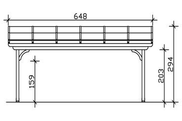 Terrassenüberdachung Verona 648 x 239 cm, Leimholz, natur + 4 Lasuren nach Wahl