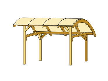 Preview: Design-Einzel-Carport Runddach Typ Schwaben 434 x 630cm