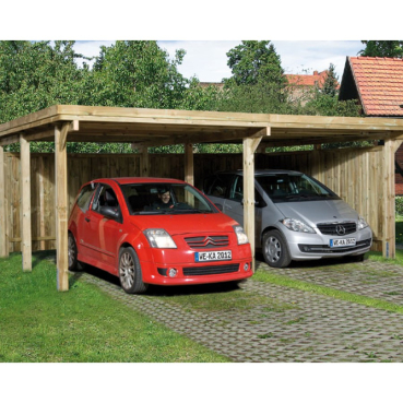Preview: Weka Flachdach Doppel-Carport 618 in drei Grössen
