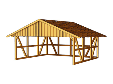 Fachwerk-Doppel Carport mit Dachschalung B 684 x T 600cm