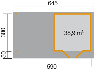 Weka Designhaus 126 B+ inkl. 300 cm Anbau und extra hoher Tür - 28 mm  Grösse 2