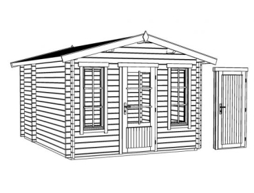Preview: Lasita Maja Gartenhaus BRISTOL in 44 mm Doppelnut; 2 Räume