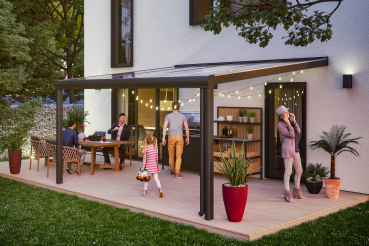 Preview: Terrassenüberdachung Genua 434 x 257 cm, Aluminium, weiss oder anthrazit Preview: Terrassenüberdachung Genua 434 x 257 cm, Aluminium, weiss oder anthrazit